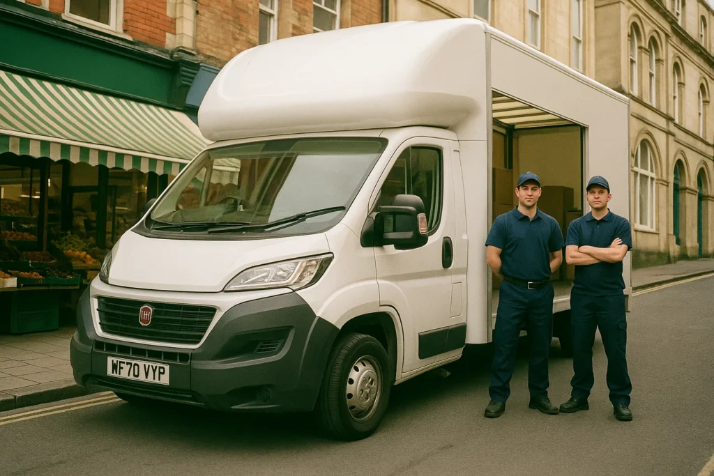 Experienced removal companies Ackergillshore team securing household items for a local move